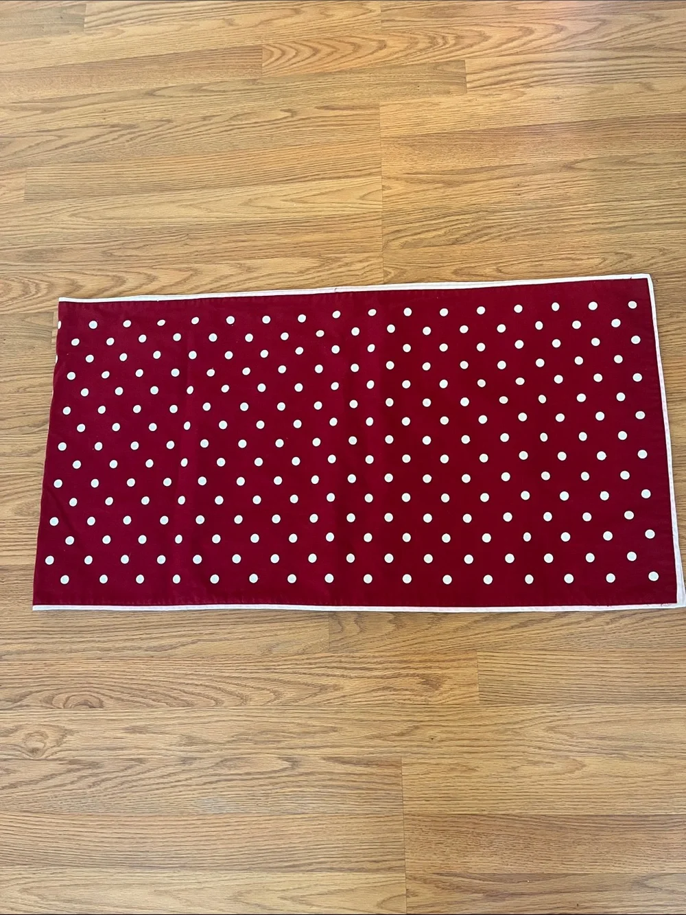 Pottery Barn polka dot embroidered cotton table runner 18 x 66” rectangular